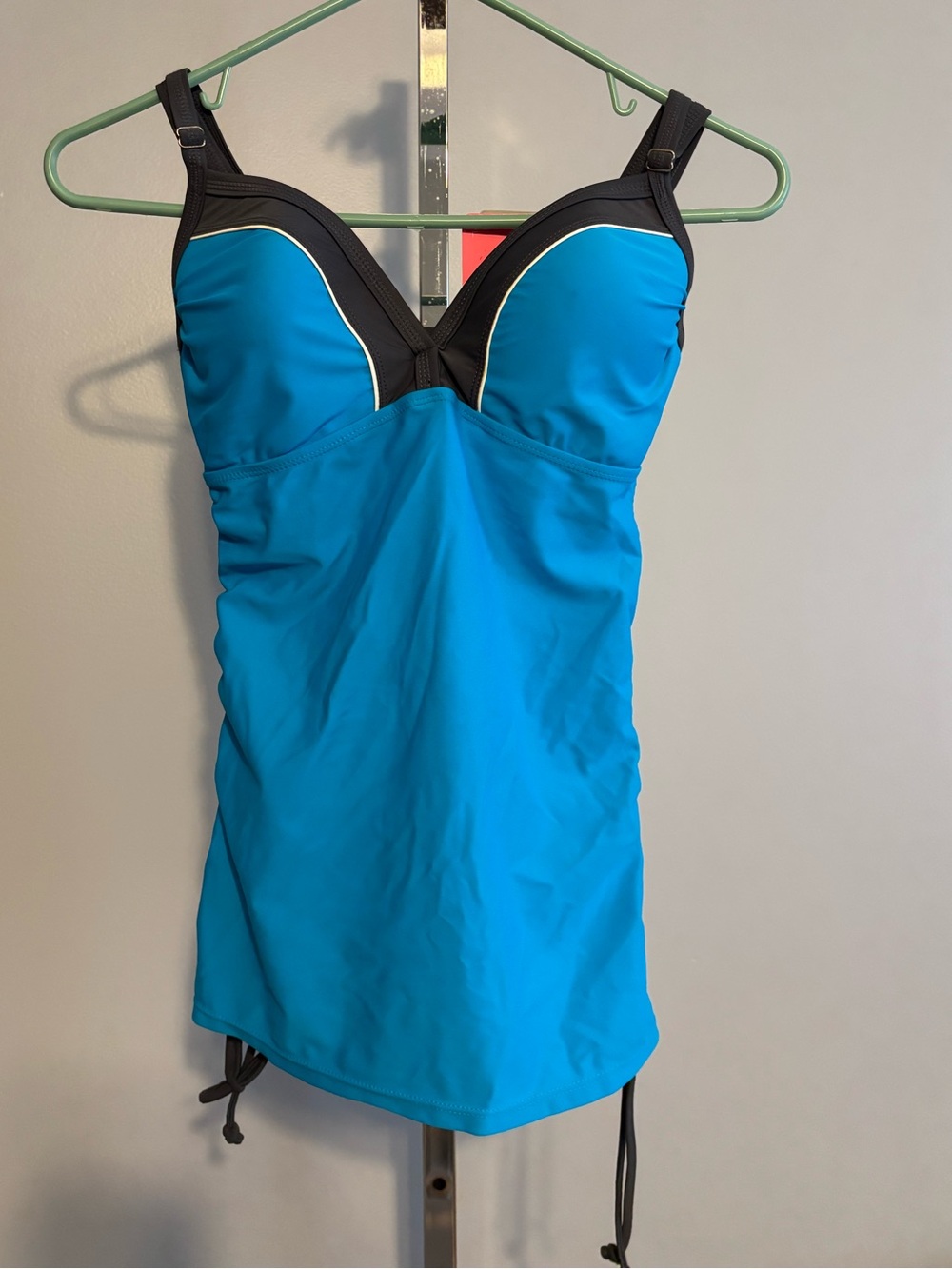 Free Country Tankini Top‎ Small 4/6 Blue Molded Cups/underwire Cinch Sides